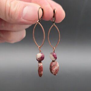 Copper Red Creek Jasper Stone Dangle Earrings A6538